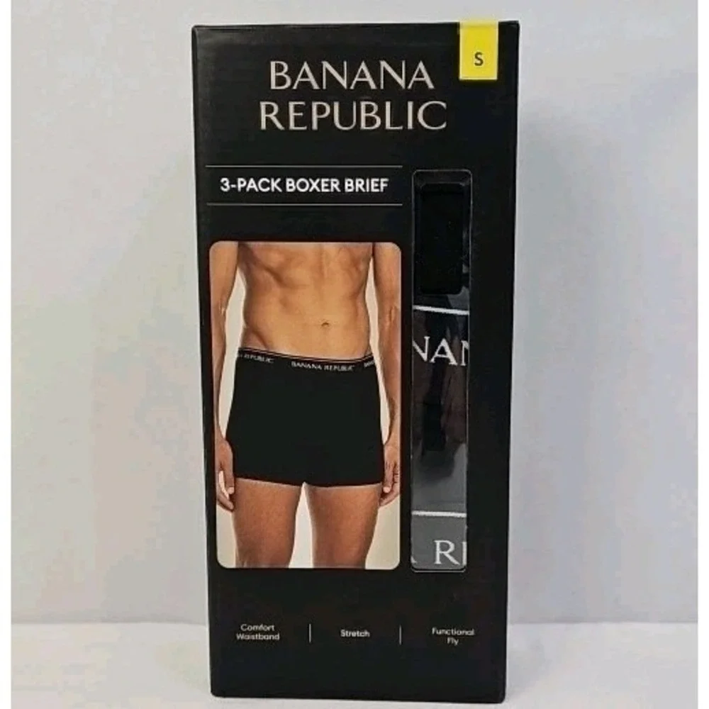 Banana Republic Men's Boxer Briefs, 3 Pack, Black 28